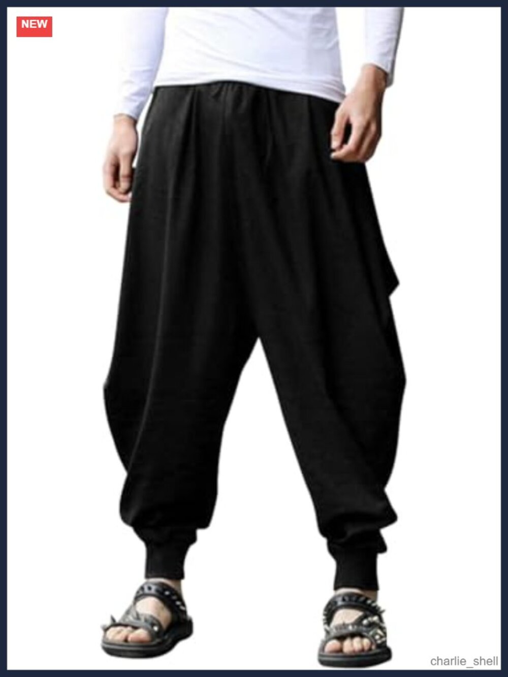 Men Harem Pants Baggy Cotton Drop Crotch Boho Yoga Beach Casual